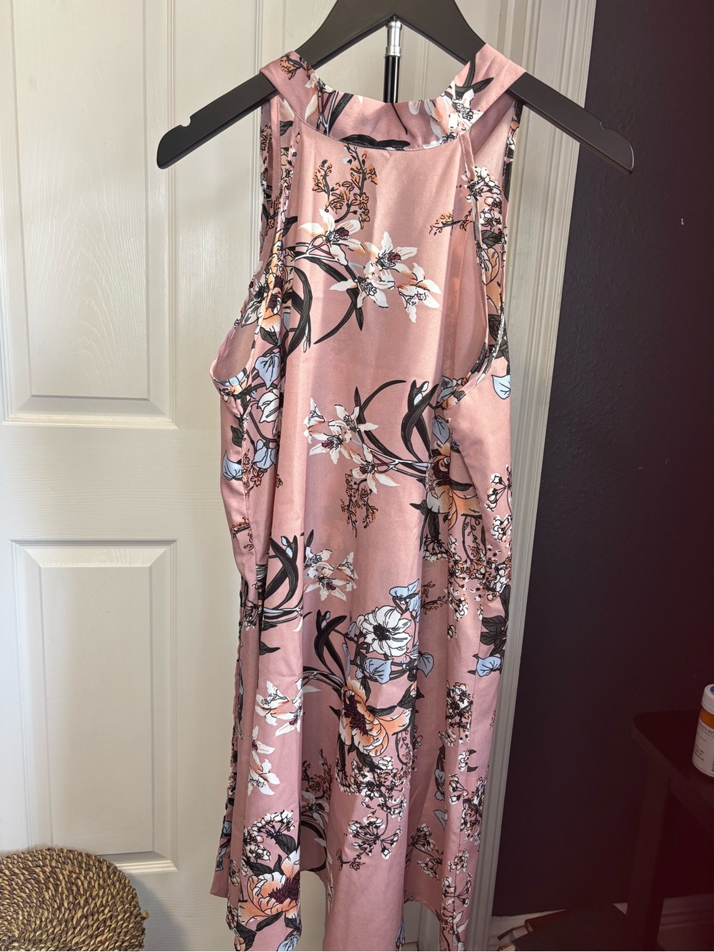 Women's Pink Floral Halter Dress - Picture 3 of 7
